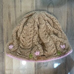 Excellent Condition Wool Beanie Hat with Flowers